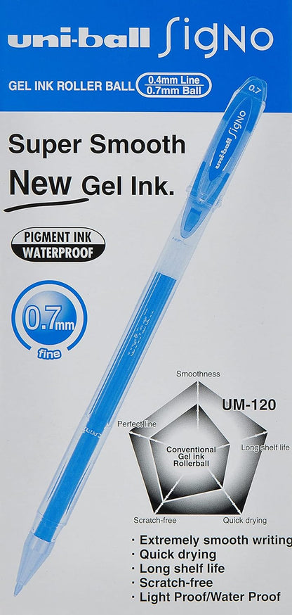 Uni-ball 322986 SigNo UM120 Gel Rollerball Pen 0.7mm Tip 0.5mm Line Blue Ref 9001181