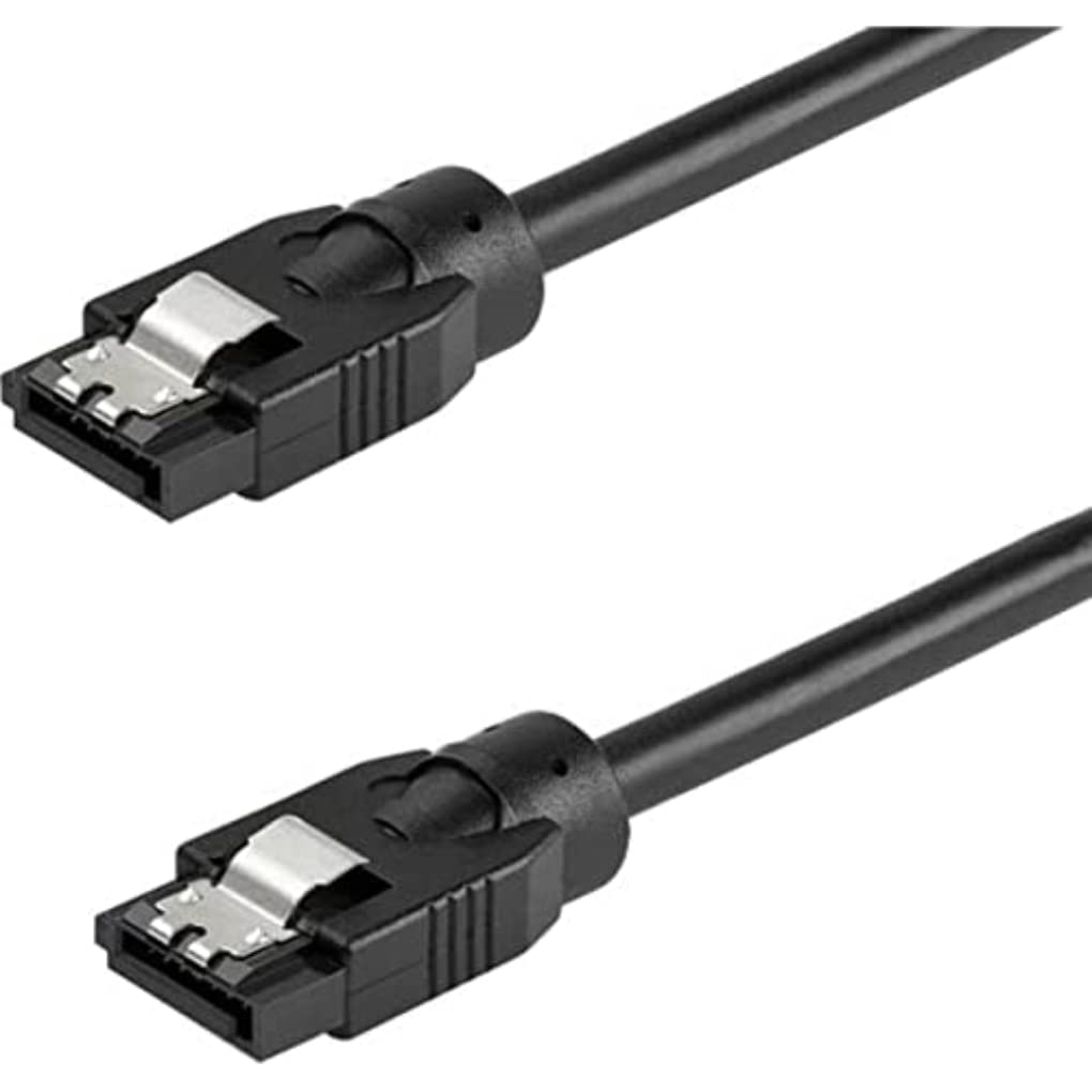 StarTech.com 12 Inch (30cm) Round SATA Cable - Latching Connectors - 6Gbs SATA Data Cord - SATA Hard Drive Power Cable - Black (SATRD30CM