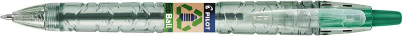 Pilot Ecoball Recycled Ballpoint Medium, Green, Pack of 10