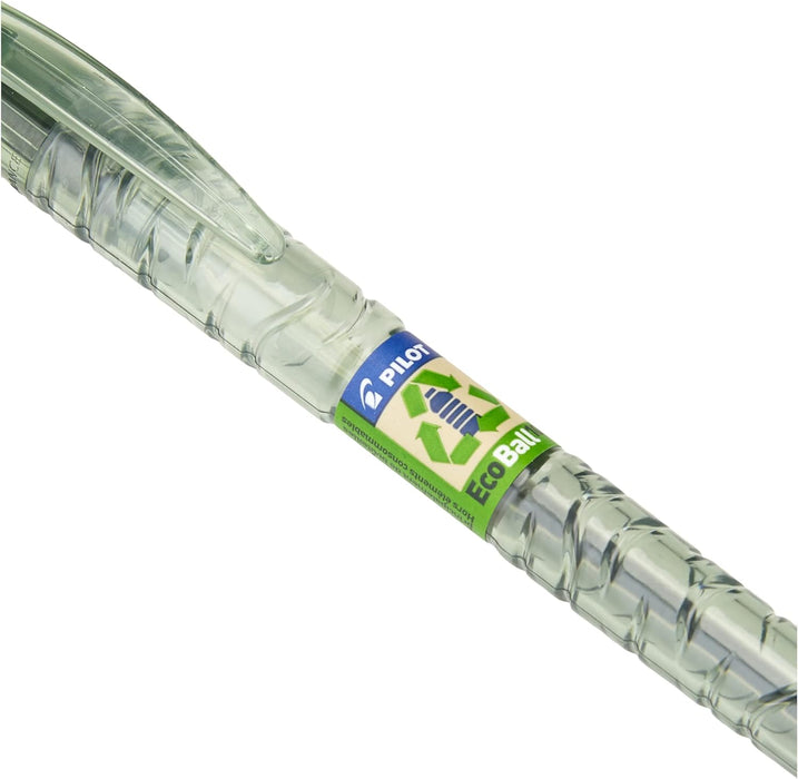 Pilot Ecoball Recycled Ballpoint Medium, Black, Pack of 10