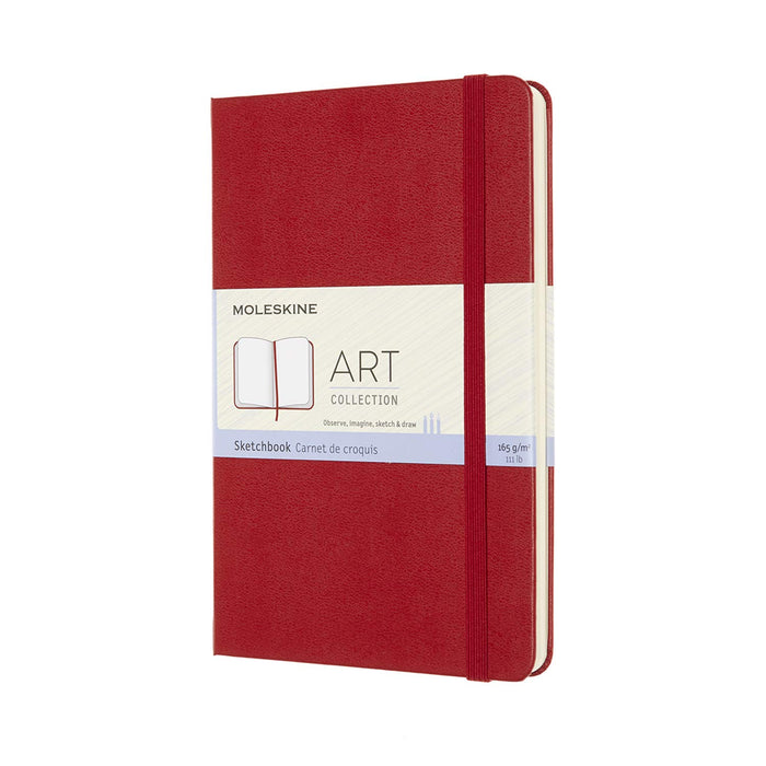 Moleskine Medium Size 11.5 x 18 cm Art Sketchbook, Sketchbook for Drawings, Paper Suitable for Pencils, Pastels, Fountain Pens and Markers, Hard Cover, Colour Scarlet Red, 88 Pages,Ivory