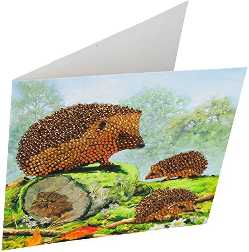 Craft Buddy Crystal Art Happy Hedgehogs, 18x18cm Crystal Art Card, Multicoloured, 18x18