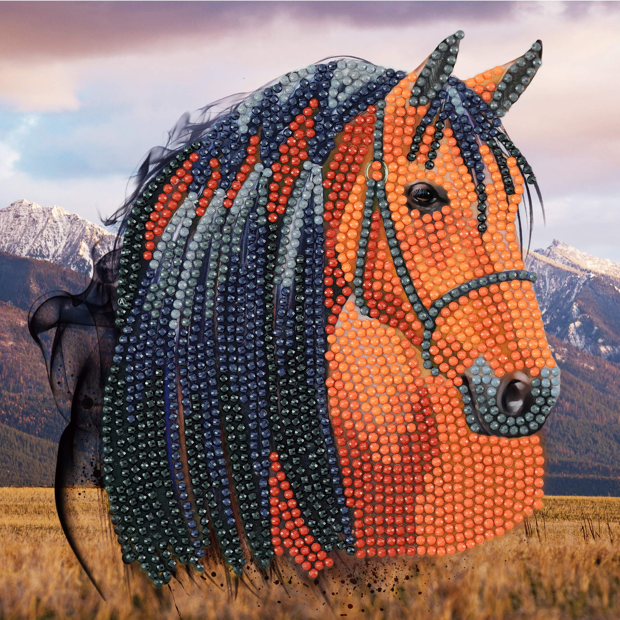 Craft Buddy Crystal Art Horse, 18x18cm Crystal Art Card, Multicoloured, 18x18
