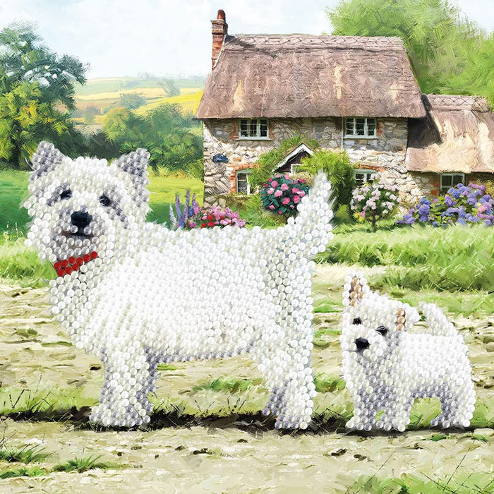 Crystal Art Diamond Painting Card Kit - Westie- Create Your Own 7"x7" Card Kit - for Ages 8 and up