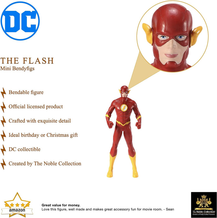 The Noble Collection DC Comics Mini Bendyfigs The Flash - 5.5in (14cm) Noble Toys Miniature Bendable Figure Posable Doll Figures