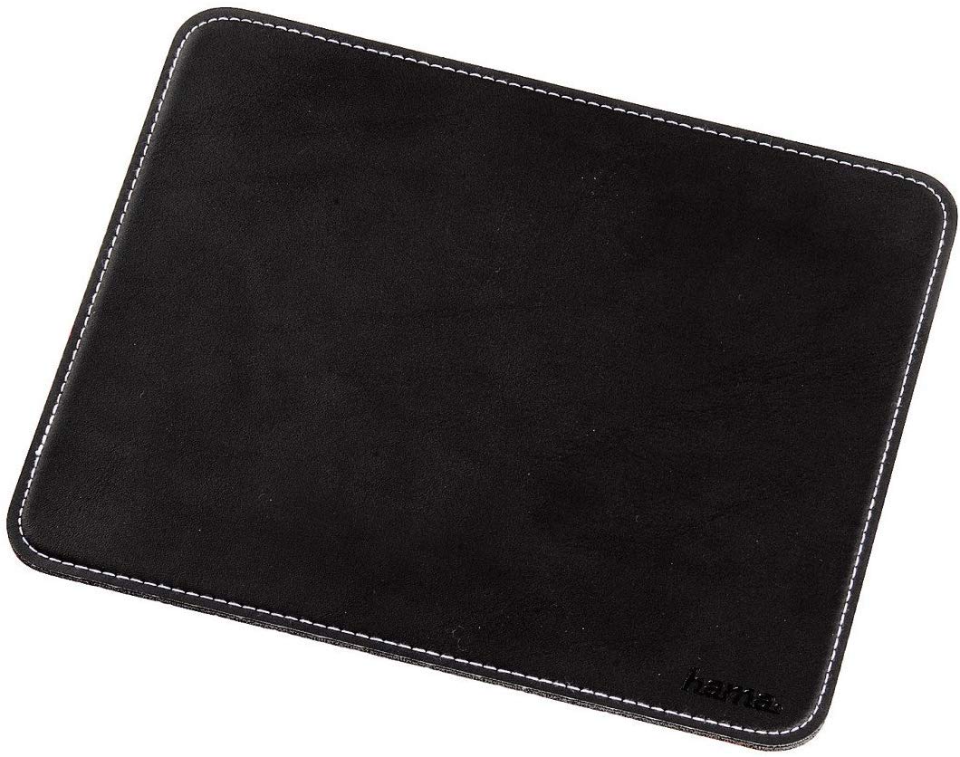 Hama | Leather Look Mouse Pad with White Stitching| Non Slip | Black