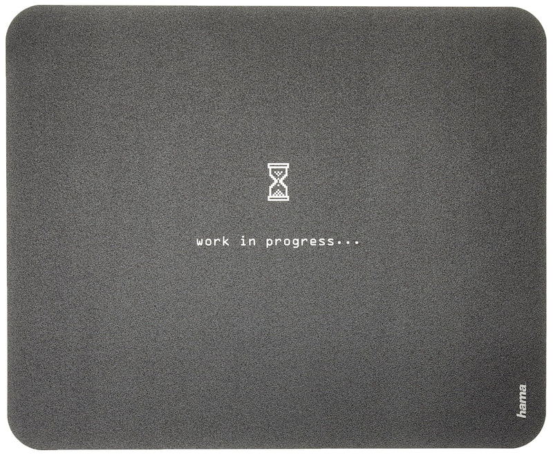 Hama Work in Progress 54795 Mouse Mat Grey (W x H x D) 220 x 1 x 180 mm Black