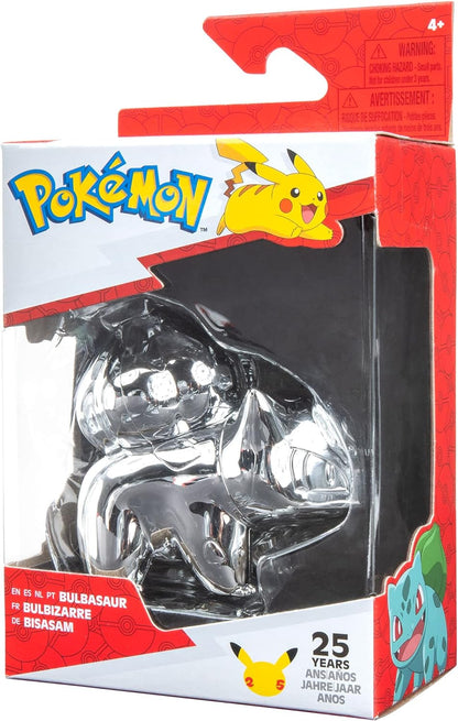 Pokemon 25th Celebration 3 Inch Silver Bulbasaur Figur, Sliver
