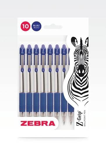 Zebra Z Grip 1.0 mm Ballpoint Pen - Blue (Pack of 10), 1952 Blue 10 Count (Pack of 1)