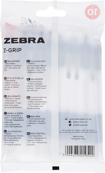 Zebra Z Grip 1.0 mm Ballpoint Pen - Blue (Pack of 10), 1952 Blue 10 Count (Pack of 1)