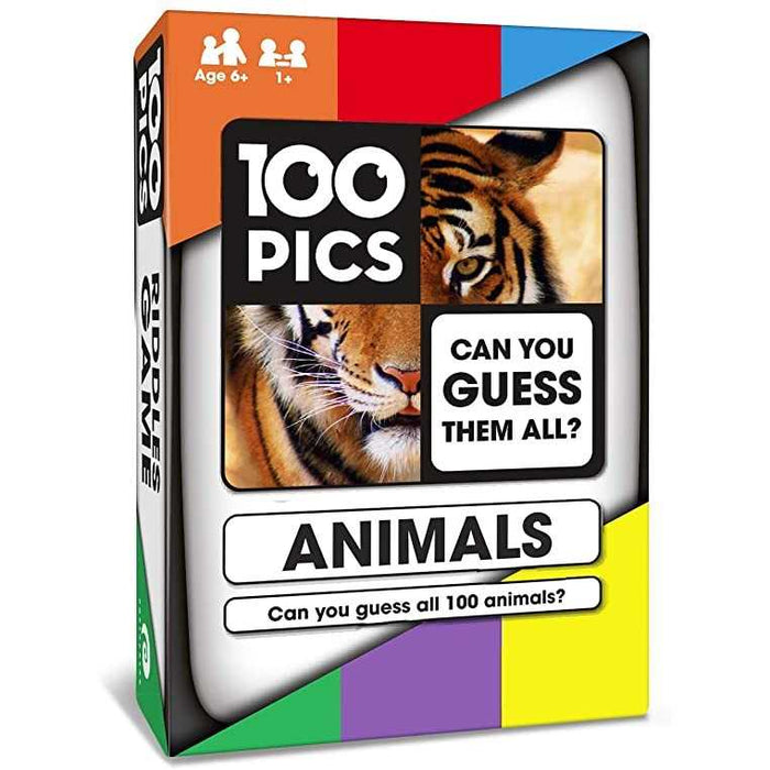 100 PICS Animals Travel Game - Family Flash Cards, Pocket Puzzles For Kids And Adults
