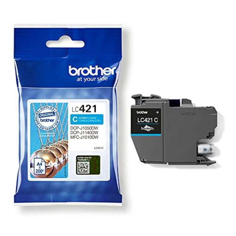 Brother LC - 421C Inkjet Cartridge, Cyan, Single Pack, includes 1 x Inkjet Cartridge, Brother Genuine Supplies