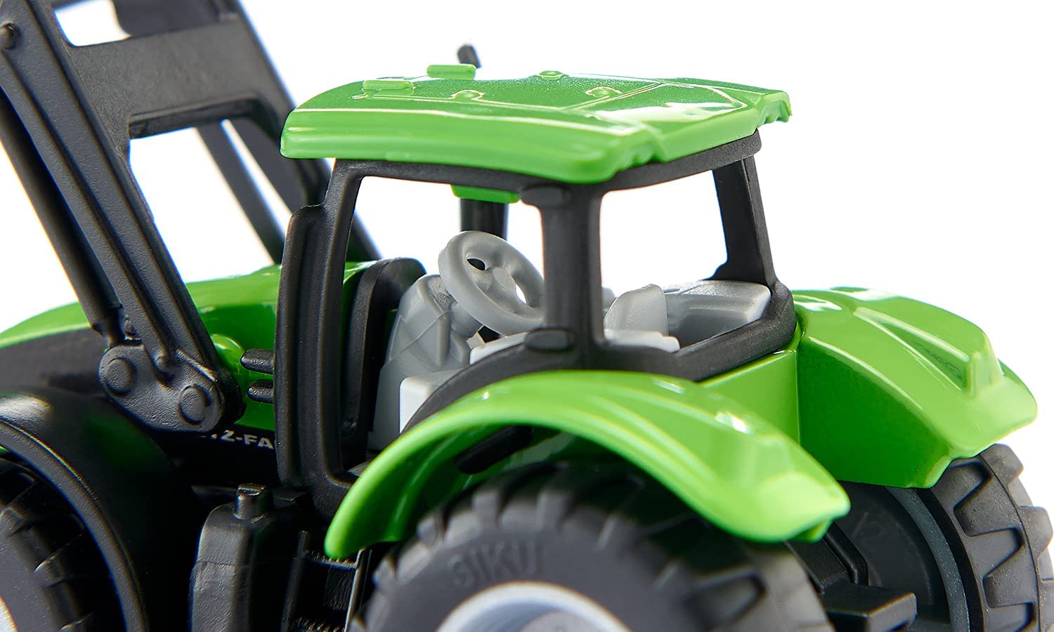siku 1394, DEUTZ-FAHR with Front Loader, Metal/Plastic, Green, Movable front loader, Removable cab, Trailer coupling Tractor with Front Loader