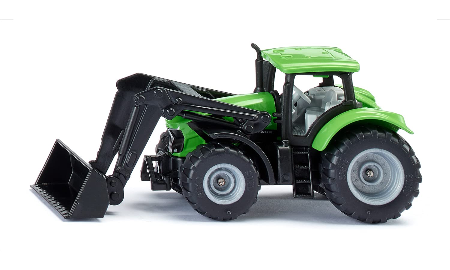 siku 1394, DEUTZ-FAHR with Front Loader, Metal/Plastic, Green, Movable front loader, Removable cab, Trailer coupling Tractor with Front Loader