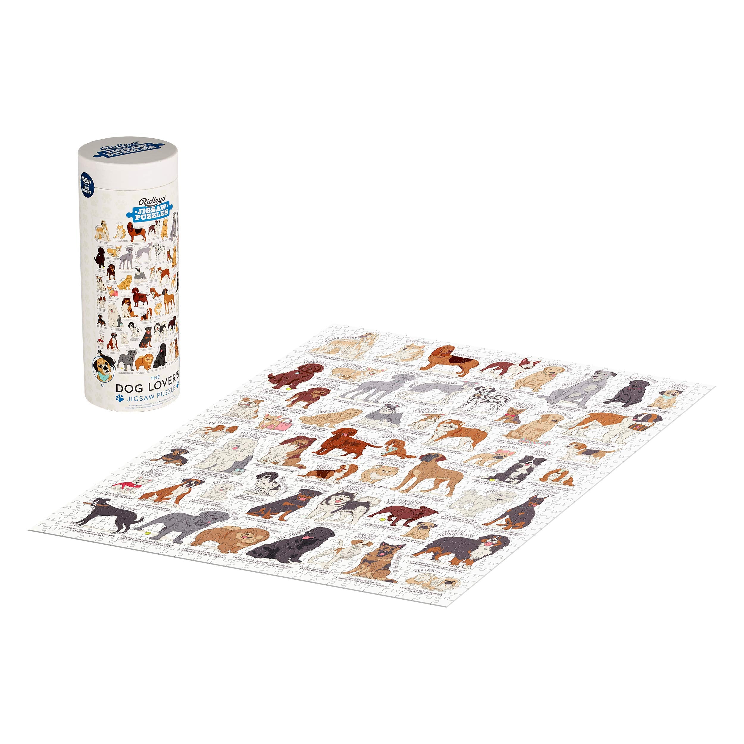 Ridley's Games JIG056 Dog Lovers Jigsaw Puzzle, White, 1000 Piece