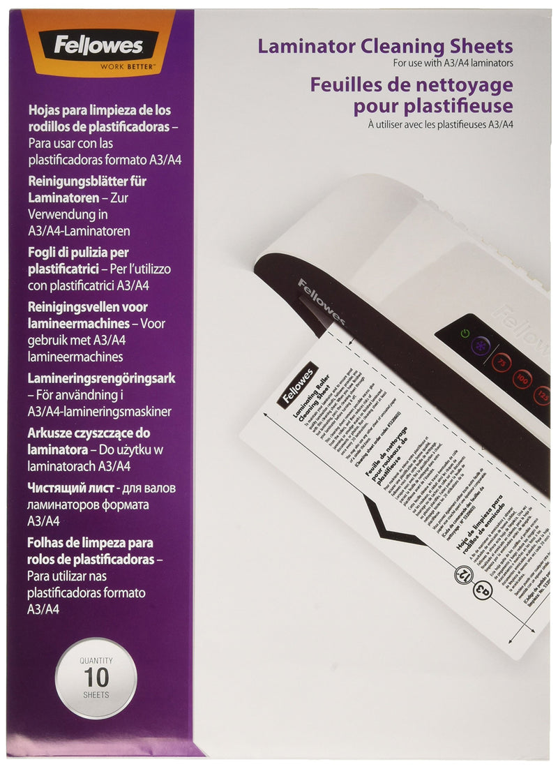 Fellowes A4 Laminator Cleaning Sheets,White,(Pack of 10