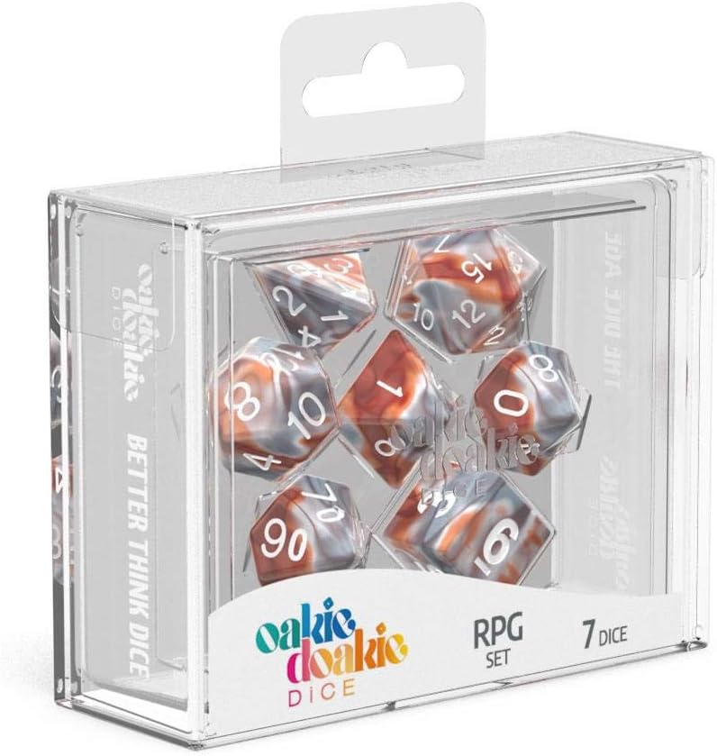 Oakie Doakie Dice RPG Set Gemidice - Silver-Rust (7) 104 mm x 79 mm x 36 mm Silver-rust