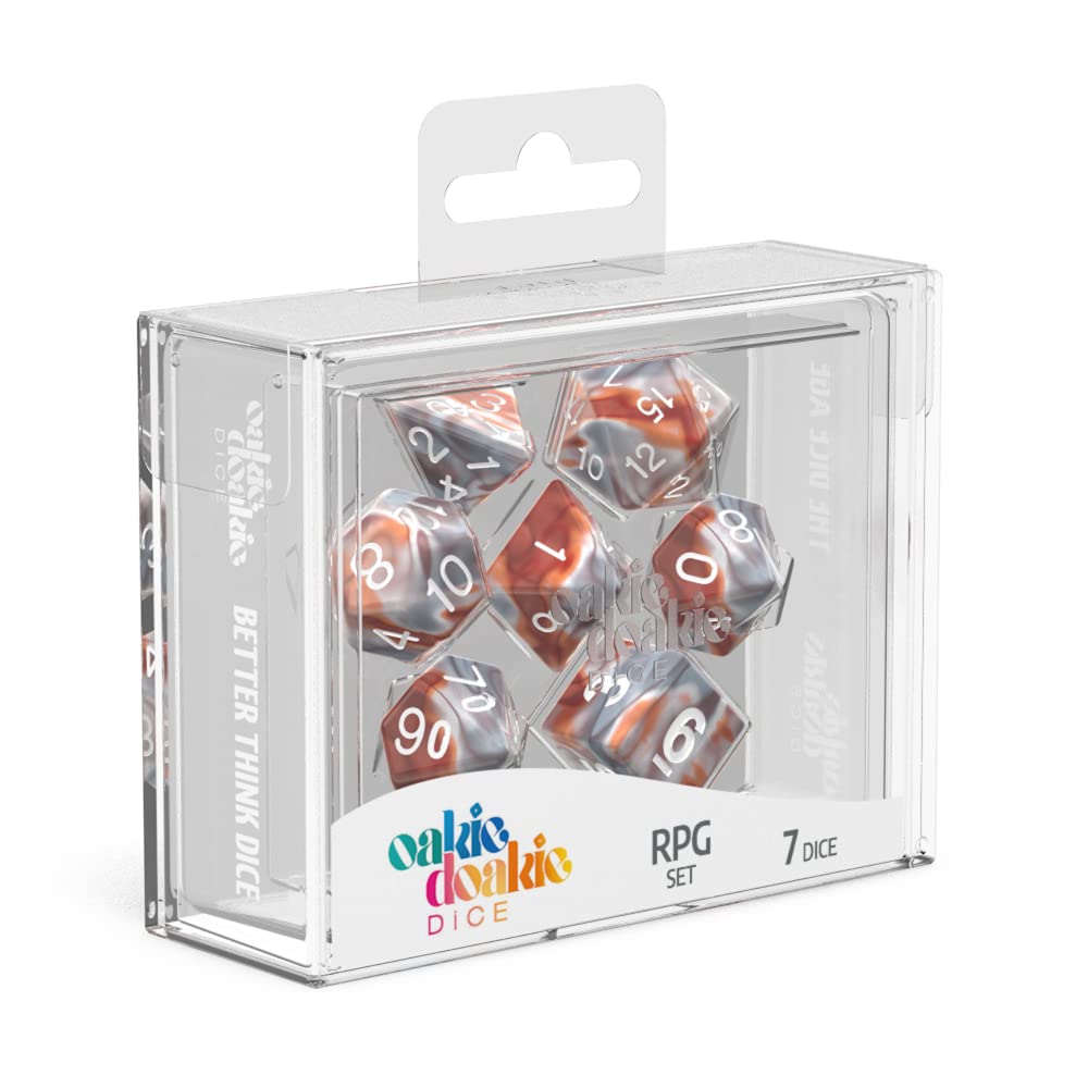 Oakie Doakie Dice RPG Set Gemidice - Silver-Rust (7) 104 mm x 79 mm x 36 mm Silver-rust