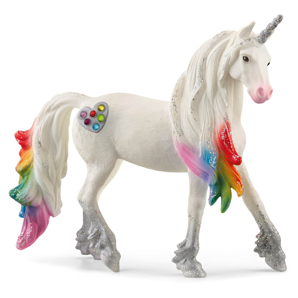 SCHLEICH 70725 Regenbogeneinhorn, Hengst, für Kinder ab 5-12 Jahren, BAYALA - Spielfigur & 70722 Zuckerwatte Einhorn Hengst, für Kinder ab 5-12 Jahren, BAYALA - Spielfigur