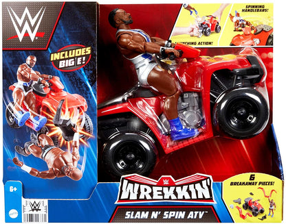 WWE Wrekkin Slam ‘N Spin ATV with Spinning Handlebars Action and Breakable Parts, Includes 6-inch Big E Basic Action Figure, Gift for Ages 6 Years Old & Up