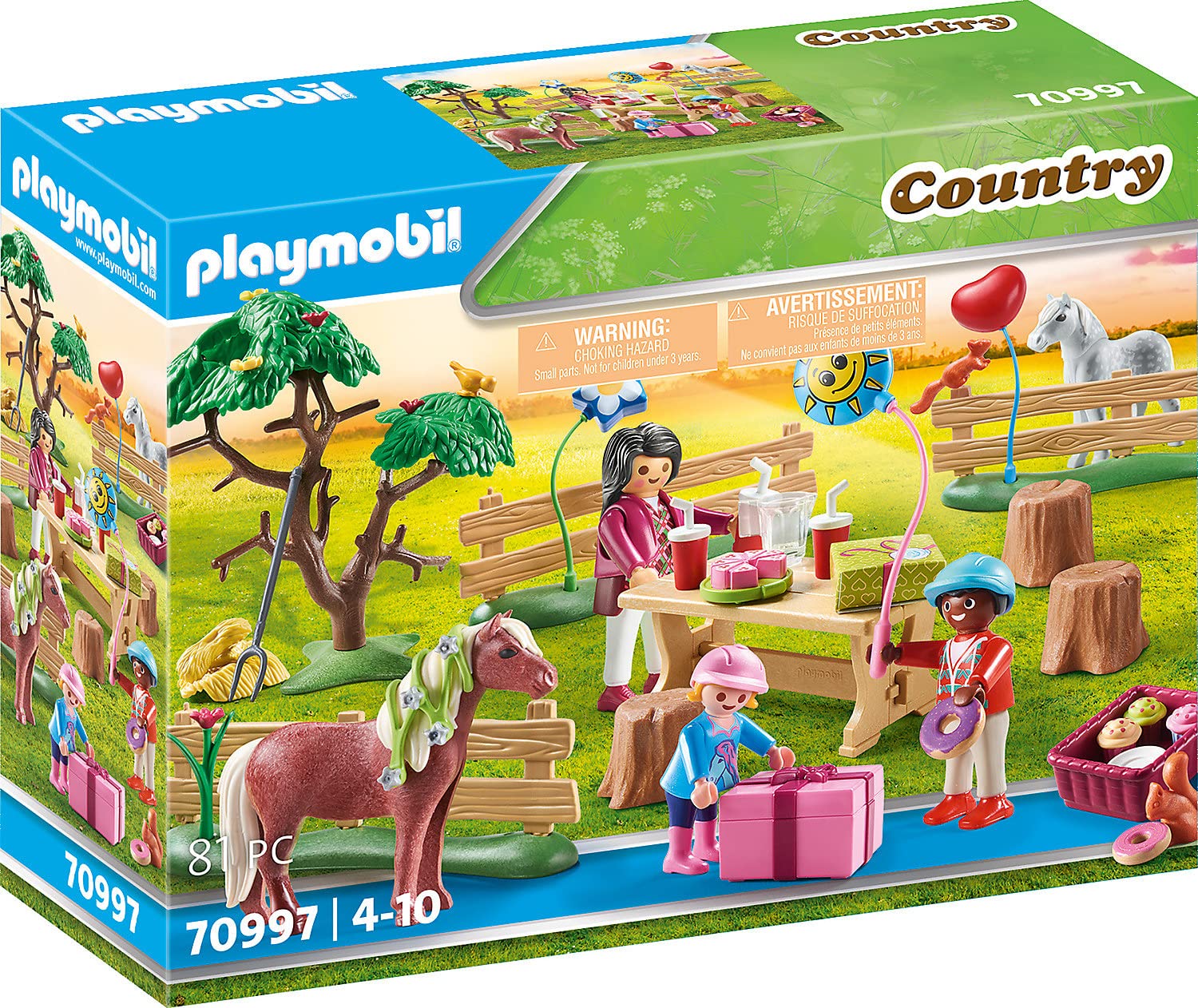 PLAYMOBIL Country 70997 Kindergeburtstag auf dem Ponyhof, Spielzeug für Kinder ab 4 Jahren Single