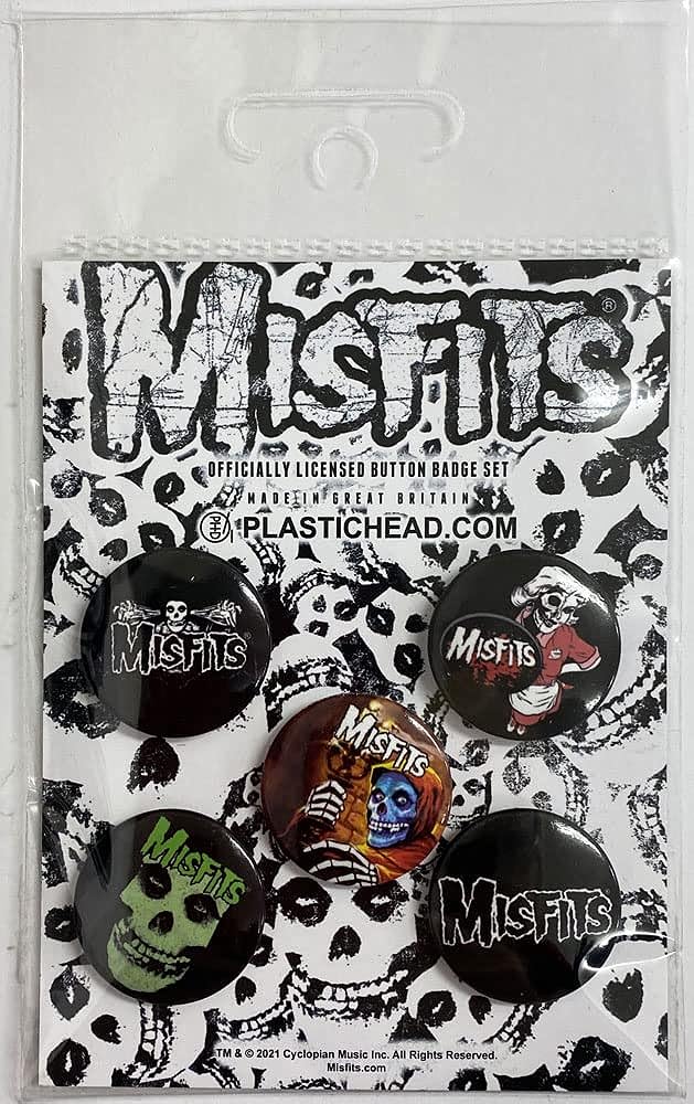 Misfits Button Badge Band Logo Official Set Of 5 One Size