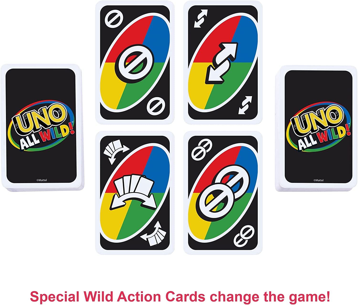 UNO All Wild Card Game with 112 Cards, Gift for Kid, Family & Adult Game Night for Players 7 Years & Older, HHL33