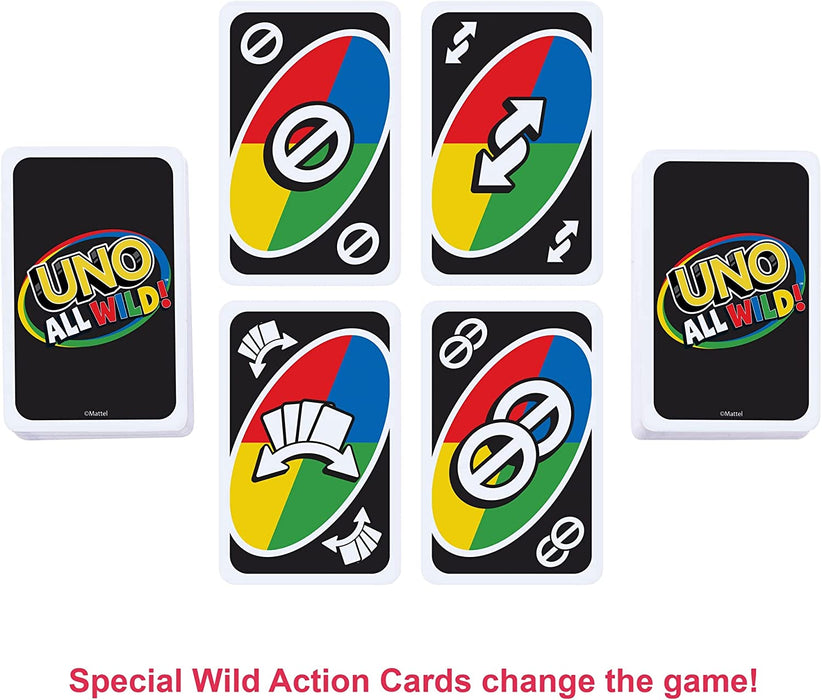 UNO All Wild Card Game with 112 Cards, Gift for Kid, Family & Adult Game Night for Players 7 Years & Older, HHL33