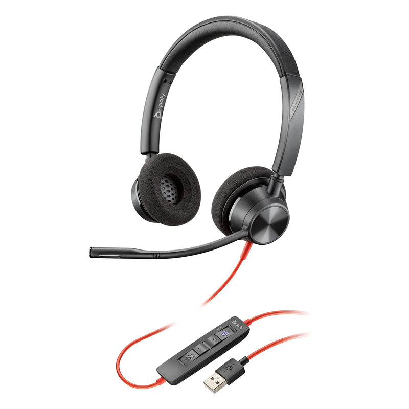 Plantronics – Blackwire 3320 USB-A (Poly) – Wired, Dual-Ear (Stereo) Headset with Boom Mic – USB-A to connect to your PC and/or Mac – Works with Teams, Zoom, & more 2018 Version (USB-A)