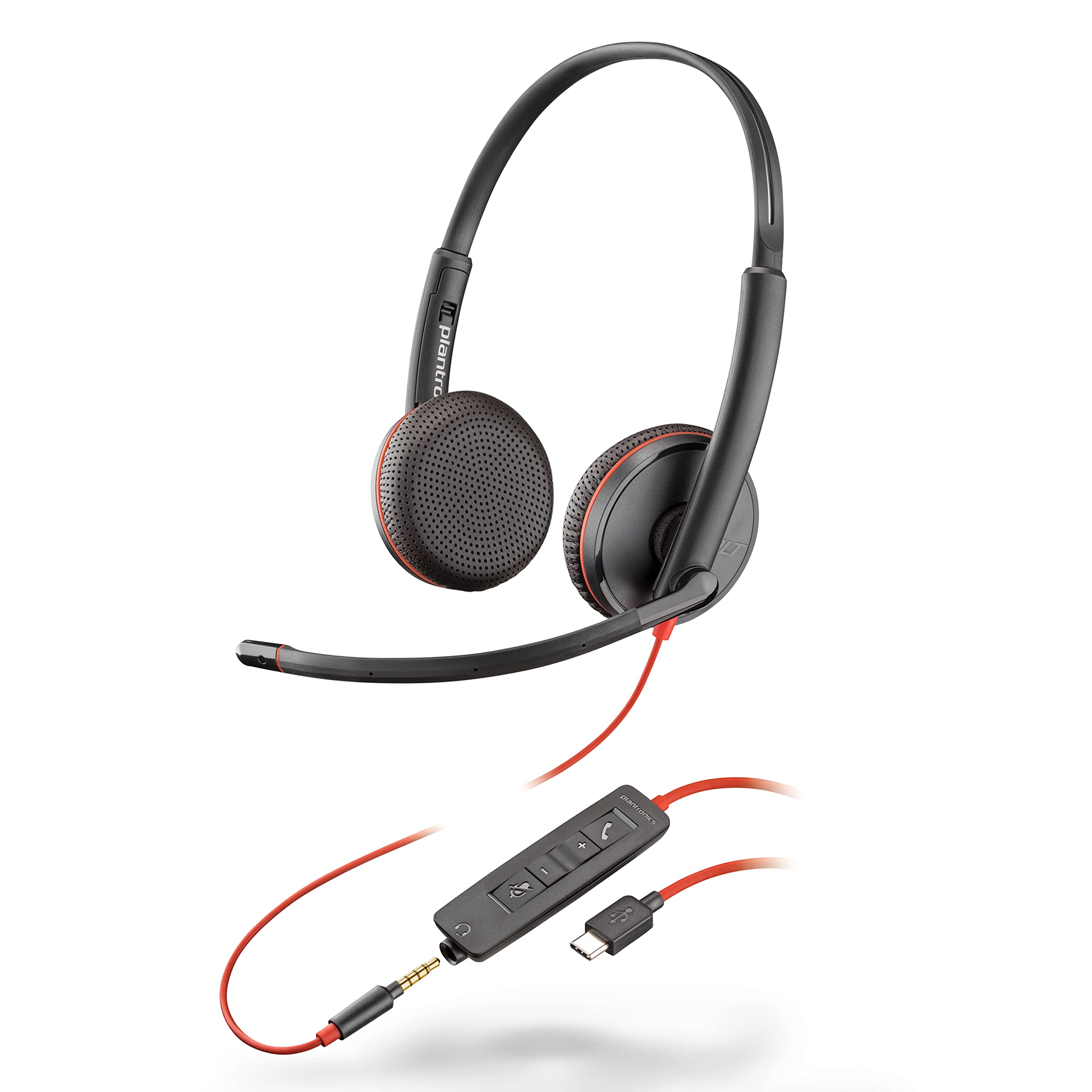 Plantronics - Blackwire 3225 - Wired Dual-Ear (Stereo) Headset with Boom Mic - USB-C to connect to your Mobile, PC or Mac Stereo USB-C & AUX