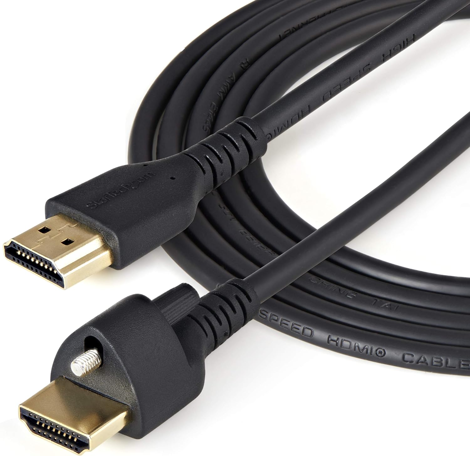 StarTech.com 1m(3ft) HDMI Cable with Locking Screw - 4K 60Hz HDR - High Speed HDMI 2.0 Monitor Cable with Locking Screw Connector for Secure Connection - HDMI Cable with Ethernet - M/M (HDMM1MLS