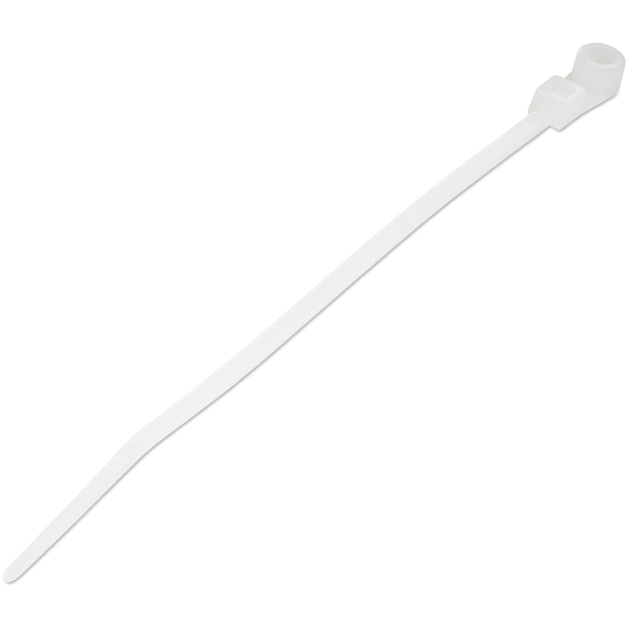 StarTech.com 4"(10cm) Cable Ties with Mounting Hole - 1/16"(2mm) wide, 7/8"(24mm) Bundle Dia. 18lb(8kg) Tensile Strength, Nylon 66 Self Locking Ties w/Screw Hole, UL Listed, 100 Pack(CBMZTS10N4