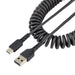 StarTech.com Cable de 50cm de Carga USB A a USB C, Cable USB Tipo C Rizado de Carga Rápida y Servicio Pesado, Cable USB 2.0 A a USBC, de Fibra de Aramida Resistente, Negro (R2ACC-50C-USB-CABLE