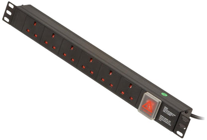 1U 6 Way Uk Plug Pdu 1Xiec Plug To 6X3 Pin Sockets