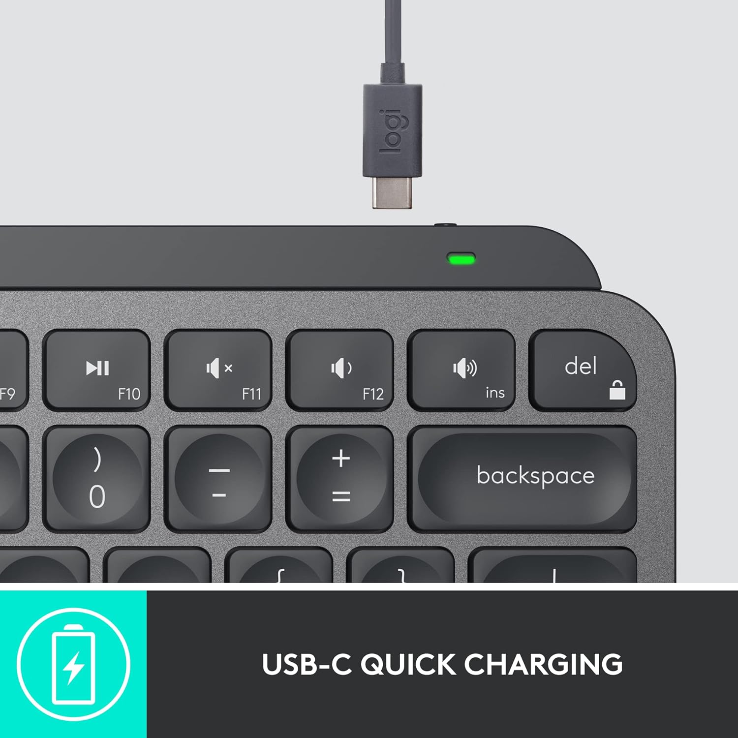 Logitech MX Keys Mini Wireless Illuminated Keyboard for Business, Compact, Logi Bolt Technology, Backlit, Rechargeable, Globally Certified, Windows/Mac/Chrome/Linux, QWERTY UK English - Grey