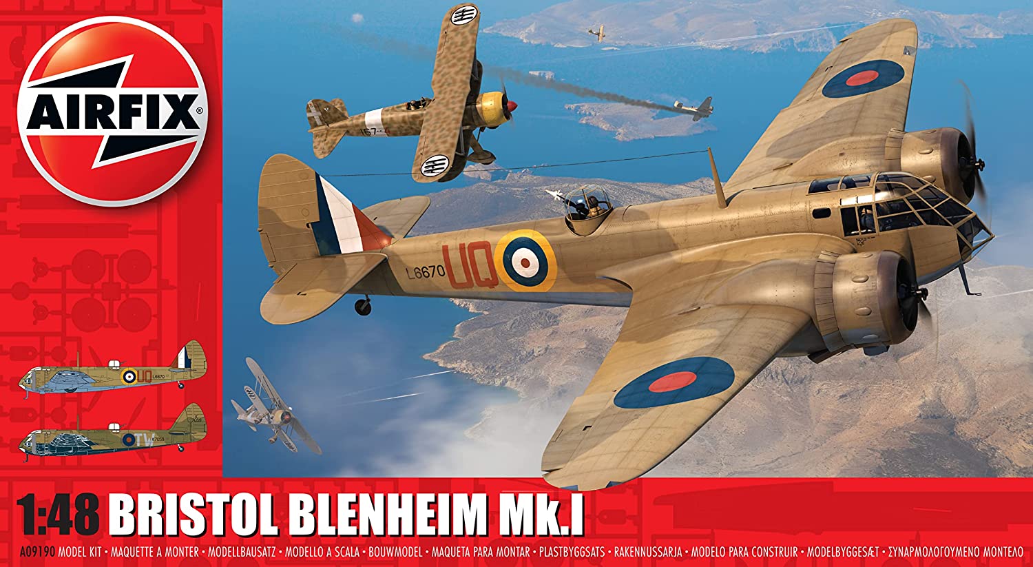 Airfix Bristol Blenheim MK.1-1:48 Scale Model Kit Ejército Aircraft, Multicolor, Medium (Hornby Hobbies LTD A09190