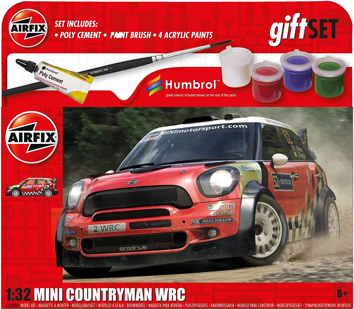 Airfix Hängende Modellauto-Kits – MINI Countryman WRC Modellbau-Set, Maßstab 1:32, Modellfahrzeug-Set für Erwachsene und Kinder ab 8 Jahren, Automodelle, Renngeschenke für Männer zum Bauen