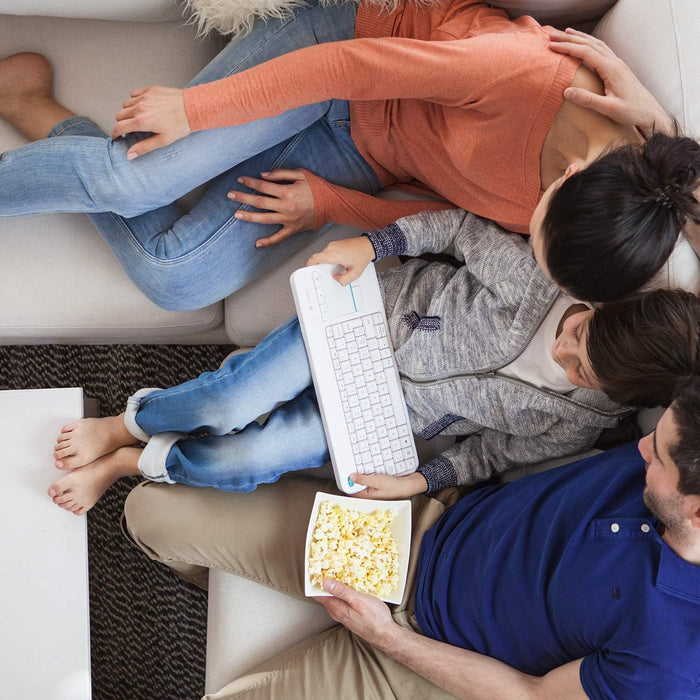 Logitech K400 Plus Wireless Touch TV Keyboard With Easy Media Control and Built-in Touchpad, QWERTZ German Layout - White