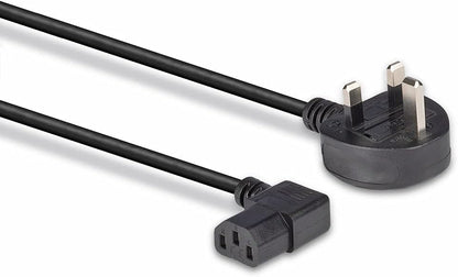 Lindy 30446 1m UK Mains 3 Pin Plug to IEC C13 Right Angled Power Cable, Black
