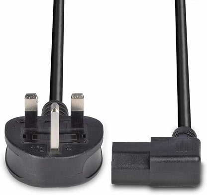 Lindy 30446 1m UK Mains 3 Pin Plug to IEC C13 Right Angled Power Cable, Black
