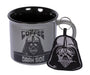 Star Wars Darth Vader Mug and Keyring Set in Presentation Gift Box (Coffee Dark Side Design) 11oz Ceramic Campfire-Style Mug and Woven Key Fob - Official Merchandise