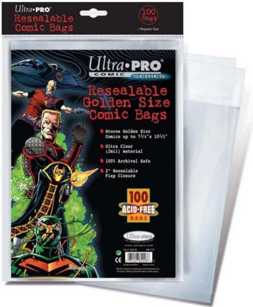 Ultra Pro Bolsas de cómic resellables de tamaño Dorado de 7-3/4 x 10-1/2 Pulgadas (100 Unidades), Color Cream (E-82228