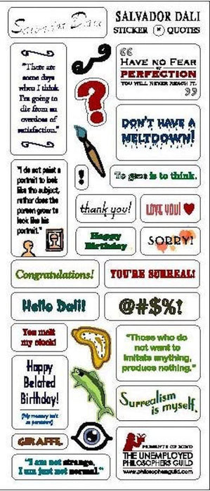 The Unemployed Philosophers Guild Salvador Dali Quotable Not able – Greeting Card with Sticker Quotes