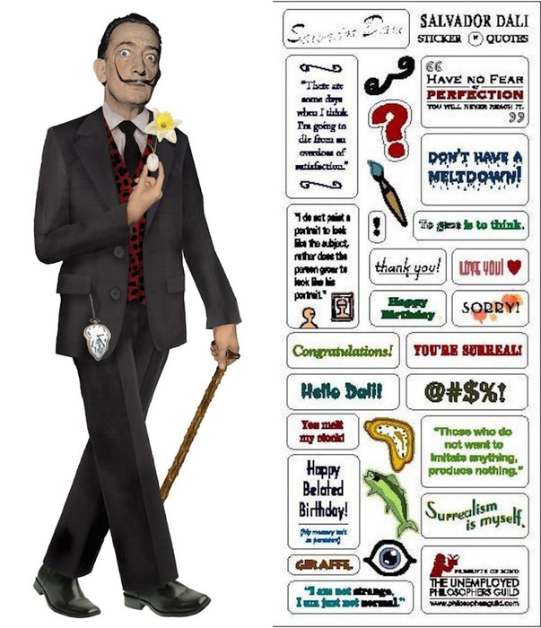 The Unemployed Philosophers Guild Salvador Dali Quotable Not able – Greeting Card with Sticker Quotes
