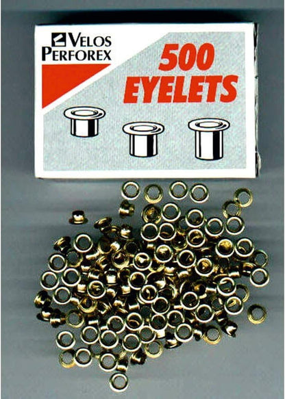 Rexel Natural Brass Finish Eyelets, For up to 15 Sheets, 4.7 mm Diameter and 3.2 mm Length, Use with Hole Punch and Eyelet Pliers, Copper Plated, Pack of 500, 20320050 1 Pack of 500