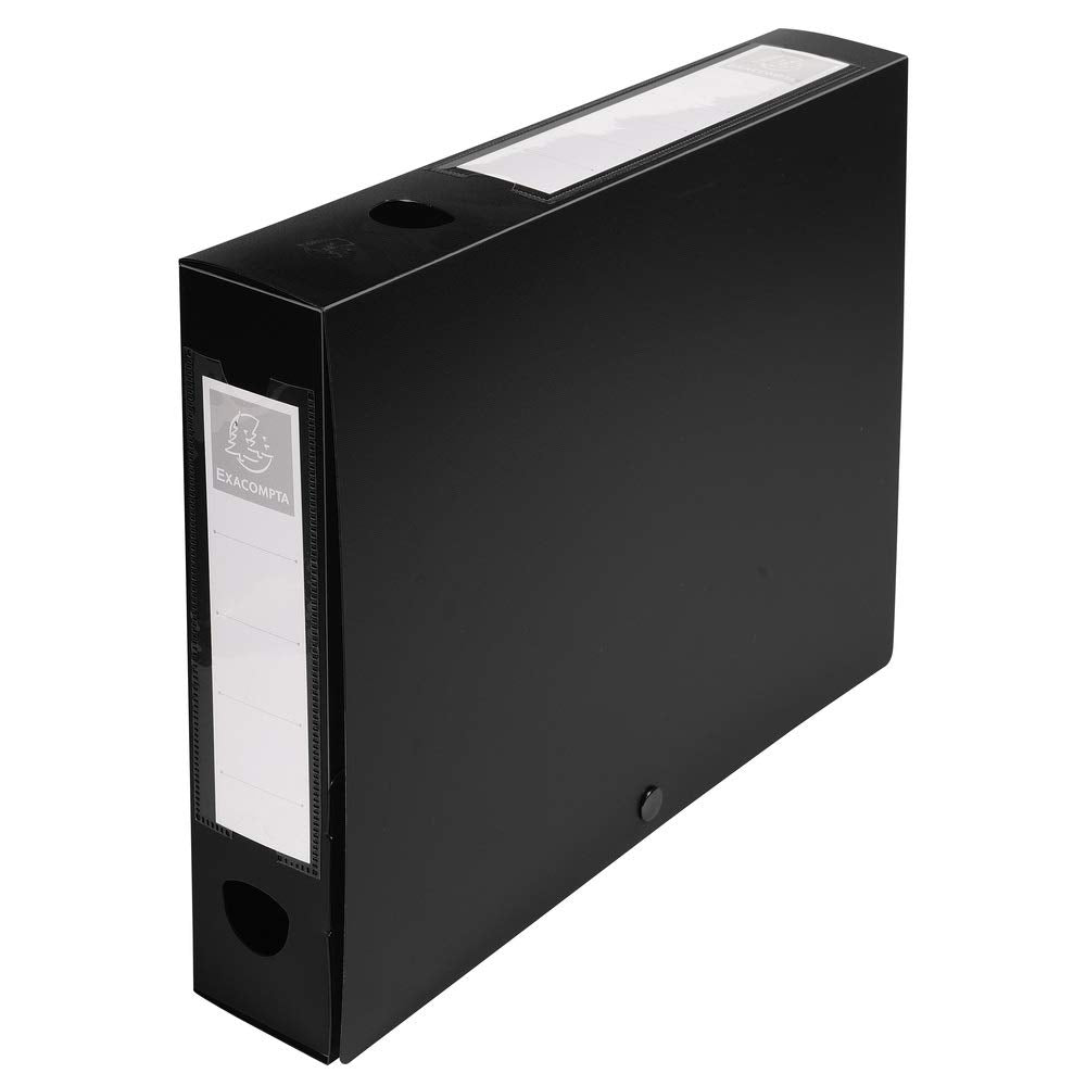 Exacompta - Ref 59631E - Plastic Filing Box - 250 x 330mm in Size, Suitable for Holding A4 Documents, 6cm Spine, 2 x Spine Labels & 2 x Finger Holes