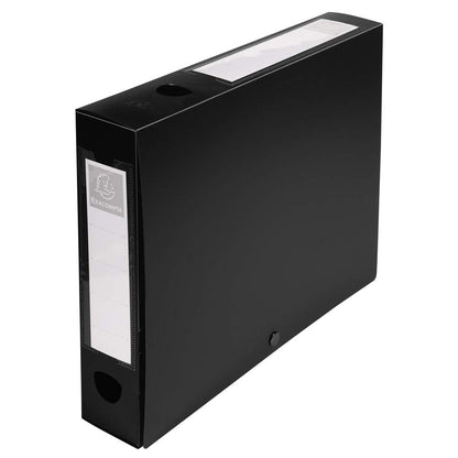 Exacompta - Ref 59631E - Plastic Filing Box - 250 x 330mm in Size, Suitable for Holding A4 Documents, 6cm Spine, 2 x Spine Labels & 2 x Finger Holes