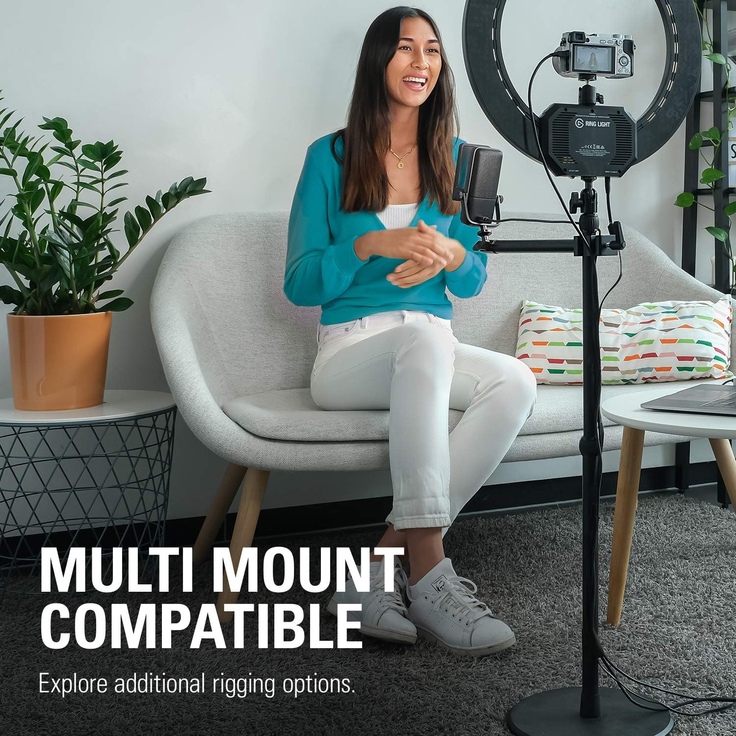 Elgato Ring Light - Premium 2500 lumens Light with desk clamp and ball mount for Streaming, TikTok, Instagram, Home Office, Temperature and Brightness app-adjustable on Mac, PC, iOS, Android Single