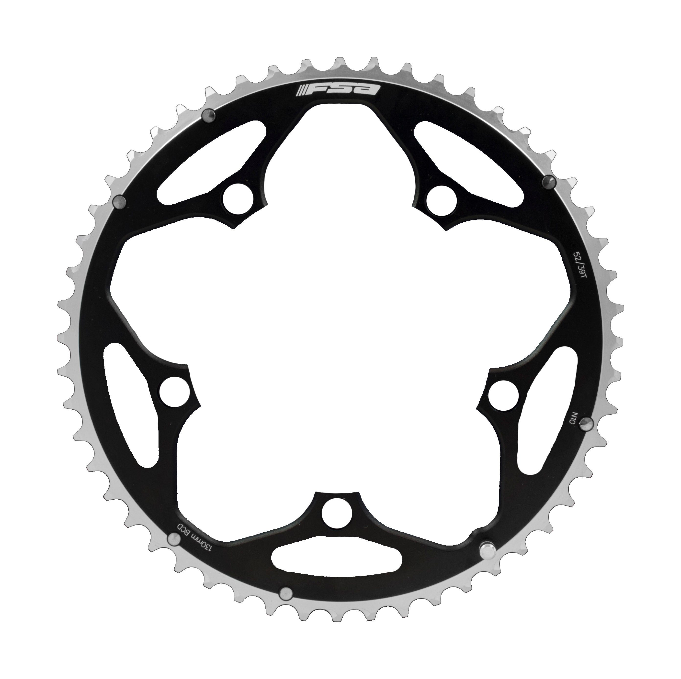 FSA Alloy Road Chainring (2x11, 130x53T, Black, 5h, 12mm Pin)