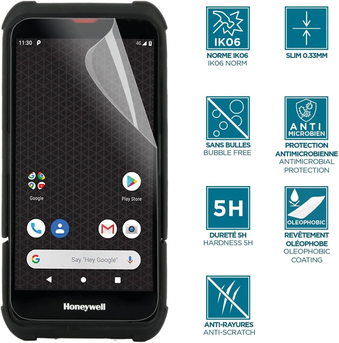 Mobilis Screen Protector for Honeywell EDA52 EDA56 EDA57, Unbreakable Screen Protector, Shockproof IK06 Rated, Easy Installation Bubble Free, Clear Finish